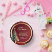 名前メッセージ会社レッド金ゴールド+クリスマスツリー ペーパーボウル (パーティー)