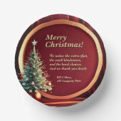 名前メッセージ会社レッド金ゴールド+クリスマスツリー ペーパーボウル (正面)