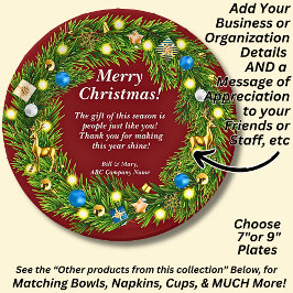 名前メッセージ、会社のオフィスのクリスマス7" ペーパープレート