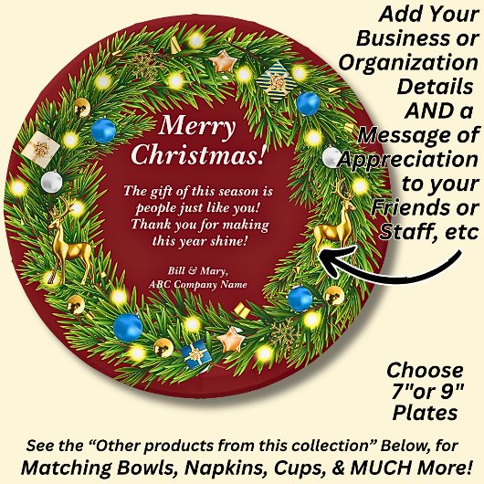 名前メッセージ、会社のオフィスのクリスマス7" ペーパープレート