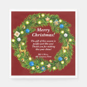 名前メッセージ、会社の営業所クリスマス スタンダードランチョンナプキン (正面)