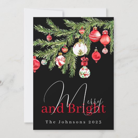 名前メリーと年の明るいオーナメント シーズンカード (正面)