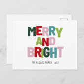 名前メリーの明るいカラフルタイポグラフィ シーズンポストカード (正面/裏面)