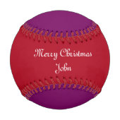 名前メリークリスマスサンタトナカイ赤パープル 野球ボール (裏面)