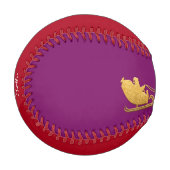 名前メリークリスマスサンタトナカイ赤パープル 野球ボール (正面左)