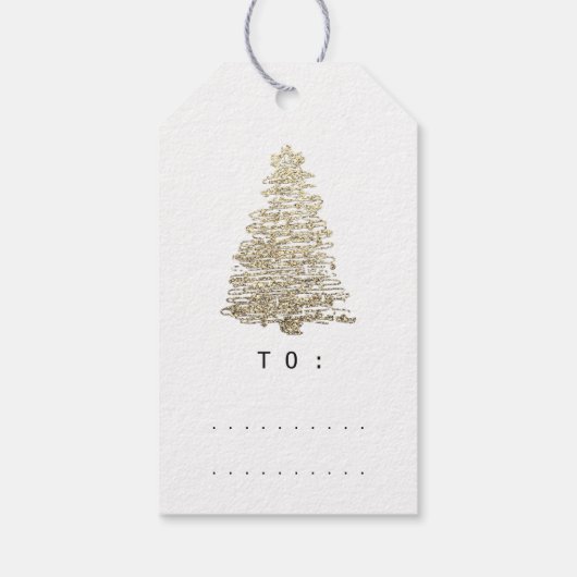 名前メリーホリデークリスマスツリーシャンパイニュ金ゴールド ギフトタグ (裏面)