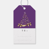 名前メリー付けホリデークリスマスツリーギフトパープル ギフトタグ (裏面)