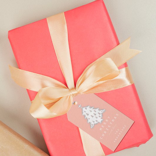 名前メリー付けホリデークリスマスツリーバラホワイト ギフトタグ