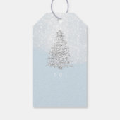名前メリー付けホリデークリスマスツリーブルー雪 ギフトタグ (裏面)