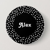 名前モダンかわいい水玉模様白黒 缶バッジ (正面)