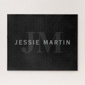 名前モダンとモノグラム |グレーと黒 ジグソーパズル (横)