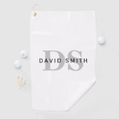 名前モダンとモノグラム |ホワイト・ブラック&グレー ゴルフタオル (インサイチュ)