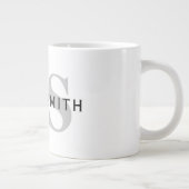 名前モダンとモノグラム |ホワイト・ブラック&グレー ジャンボコーヒーマグカップ (右)