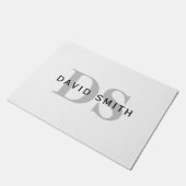 名前モダンとモノグラム |ホワイト・ブラック&グレー ドアマット (アングル)