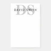 名前モダンとモノグラム |ホワイト・ブラック&グレー ポストイット (正面)