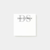 名前モダンとモノグラム |ホワイト・ブラック&グレー ポストイット (正面)