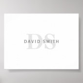 名前モダンとモノグラム |ホワイト、ライト、ダークグレー。 ポスター (正面)