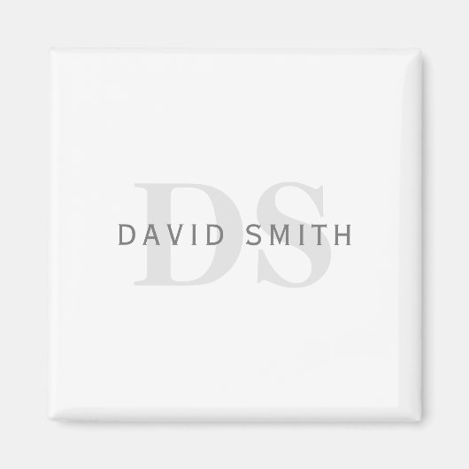 名前モダンとモノグラム |ホワイト、ライト、ダークグレー。 マグネット (正面)