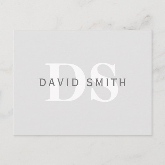 名前モダンとモノグラム |淡い灰色と濃い灰色 インビテーションポストカード (正面)