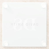 名前モダンとモノグラム |淡い灰色と濃い灰色 ガラスコースター (裏面)