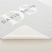 名前モダンとモノグラム |淡い灰色と濃い灰色 シェルパブランケット (3/4)