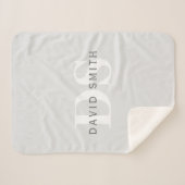名前モダンとモノグラム |淡い灰色と濃い灰色 シェルパブランケット (正面(横))