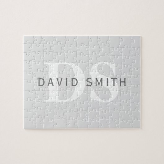 名前モダンとモノグラム |淡い灰色と濃い灰色 ジグソーパズル (横)