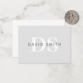 名前モダンとモノグラム |淡い灰色と濃い灰色 ノートカード (正面/裏面インサイチュ)