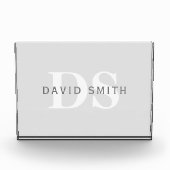 名前モダンとモノグラム |淡い灰色と濃い灰色 フォトブロック (正面)