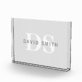 名前モダンとモノグラム |淡い灰色と濃い灰色 フォトブロック (右)