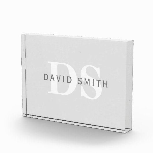 名前モダンとモノグラム |淡い灰色と濃い灰色 フォトブロック (右)