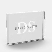 名前モダンとモノグラム |淡い灰色と濃い灰色 フォトブロック (左)