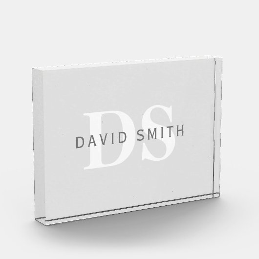 名前モダンとモノグラム |淡い灰色と濃い灰色 フォトブロック (左)