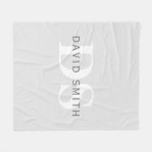 名前モダンとモノグラム |淡い灰色と濃い灰色 フリースブランケット (正面(横))