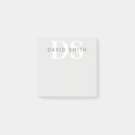 名前モダンとモノグラム |淡い灰色と濃い灰色 ポストイット (正面)