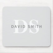 名前モダンとモノグラム |淡い灰色と濃い灰色 マウスパッド (正面)