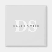 名前モダンとモノグラム |淡い灰色と濃い灰色 マグネット (正面)