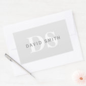 名前モダンとモノグラム |淡い灰色と濃い灰色 長方形シール (封筒)