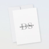 名前モダンとモノグラム |白黒とグレー サンキューカード