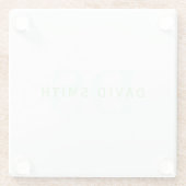 名前モダンとモノグラム |緑と白 ガラスコースター (裏面)