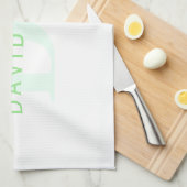 名前モダンとモノグラム |緑と白 キッチンタオル (四つ折り)