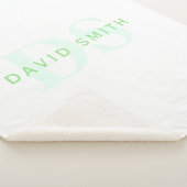 名前モダンとモノグラム |緑と白 シェルパブランケット (3/4)