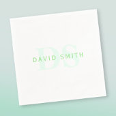 名前モダンとモノグラム |緑と白 スタンダードカクテルナプキン