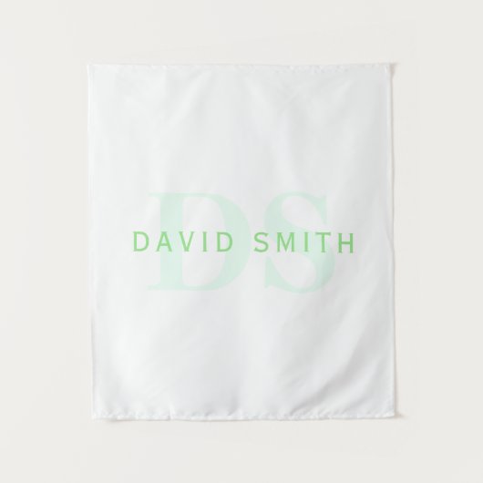 名前モダンとモノグラム |緑と白 タペストリー (正面)