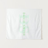 名前モダンとモノグラム |緑と白 タペストリー (正面(横))