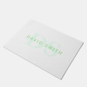 名前モダンとモノグラム |緑と白 ドアマット (アングル)