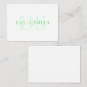 名前モダンとモノグラム |緑と白 ノートカード (正面/裏面)