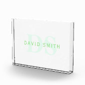 名前モダンとモノグラム |緑と白 フォトブロック (右)