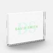 名前モダンとモノグラム |緑と白 フォトブロック (左)