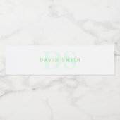 名前モダンとモノグラム |緑と白 ペットボトルラベル (シングルラベル)